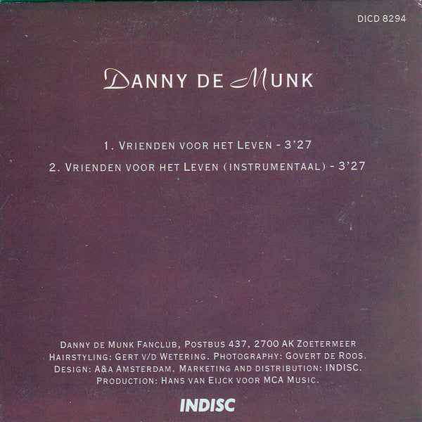 Danny de Munk : Vrienden Voor Het Leven (CD, Single)