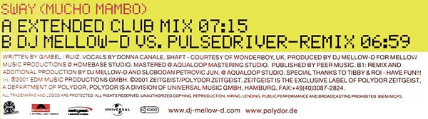 Mellow Trax Vs. Shaft : Sway (Mucho Mambo) (12", Maxi)