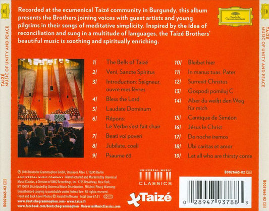 Taizé : Music Of Unity And Peace (CD, Album)