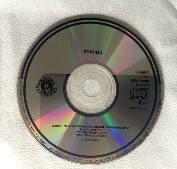 Johannes Brahms, Isaac Stern, Zubin Mehta : Violin Concerto (CD, RE)