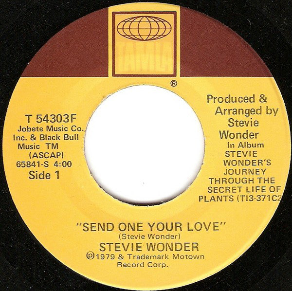 Stevie Wonder : Send One Your Love (7", Single)
