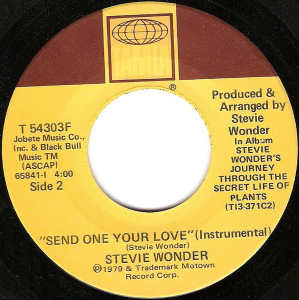 Stevie Wonder : Send One Your Love (7", Single)