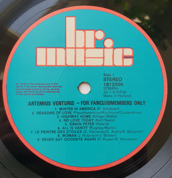 Demis Roussos : Artemios Venturis - For Fanclubmembers Only (LP, Fan)