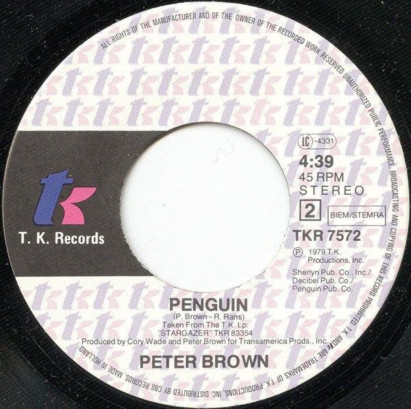 Peter Brown (2) : Love In Our Hearts (7", Single)