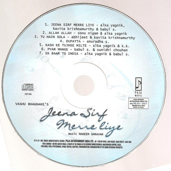 Nadeem Shravan : Jeena Sirf Merre Liye (CD)