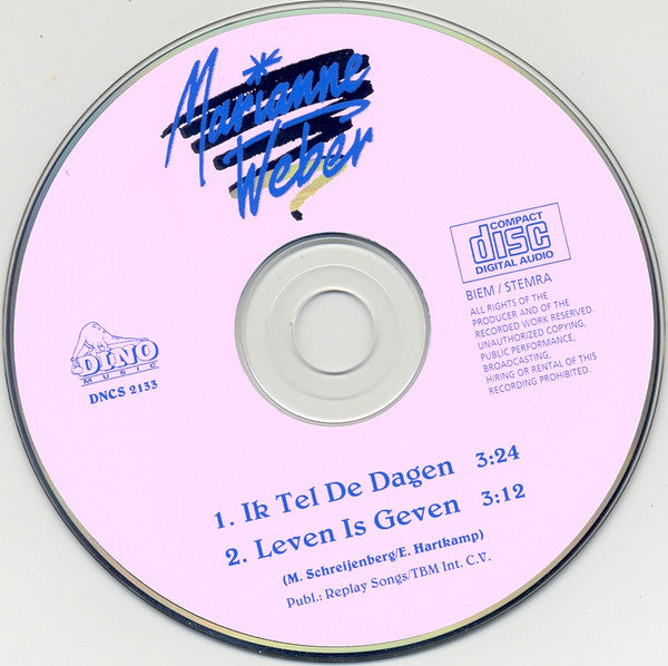 Marianne Weber : Ik Tel De Dagen (CD, Single)