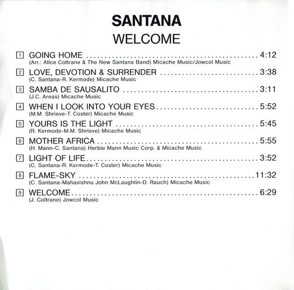 Santana : Welcome (CD, Album, RE)