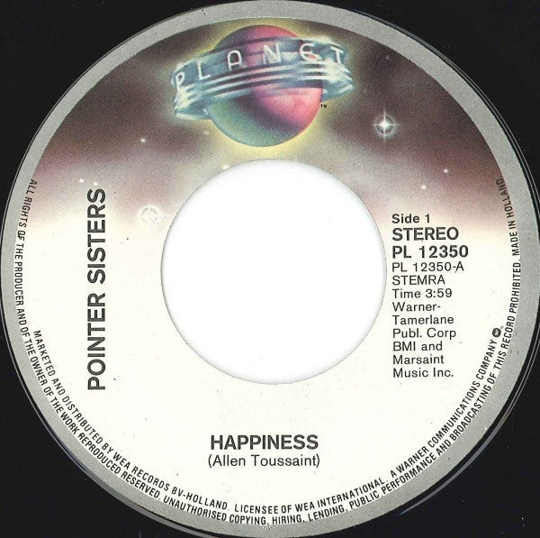 Pointer Sisters : Happiness (7", Single)