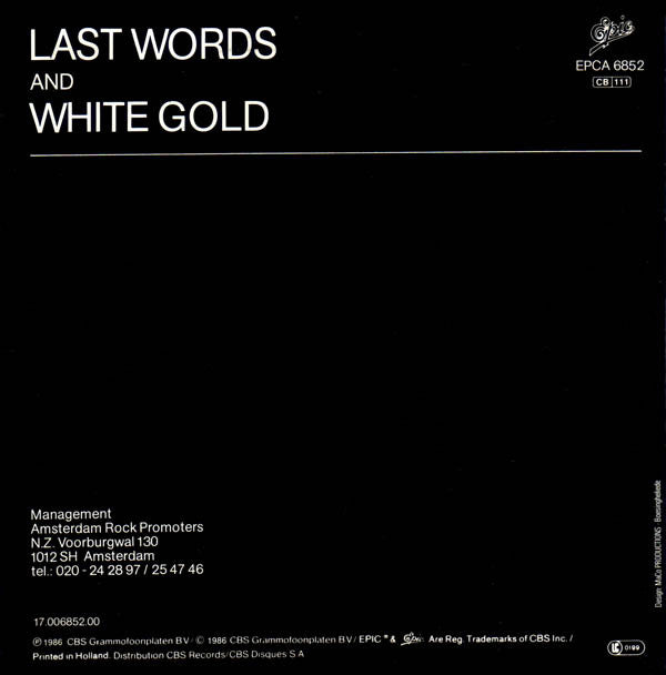 Ten Sharp : Last Words (7", Single)