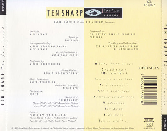 Ten Sharp : The Fire Inside (CD, Album)