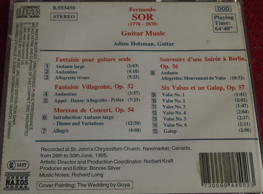 Fernando Sor - Adam Holzman (2) : Morceau De Concert • Six Valses Et Un Galop • Souvenirs D'une Soirée À Berlin • Fantaisie Villageoise (CD, Album)