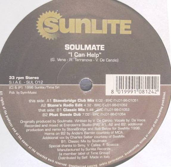 Soulmate (3) : I Can Help (12")