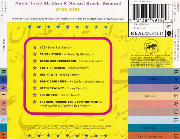 Nusrat Fateh Ali Khan & Michael Brook : Nusrat Fateh Ali Khan & Michael Brook: Remixed - Star Rise (CD, Album)
