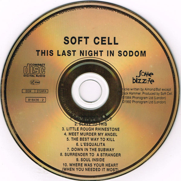 Soft Cell : This Last Night In Sodom (CD, Album, RE)