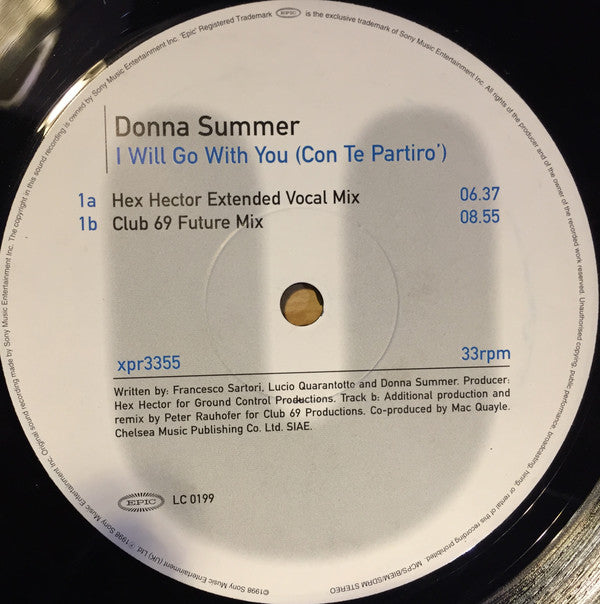 Donna Summer : I Will Go With You (Con Te Partiro) (12", Promo)