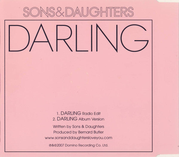 Sons And Daughters : Darling (CD, Single, Promo)