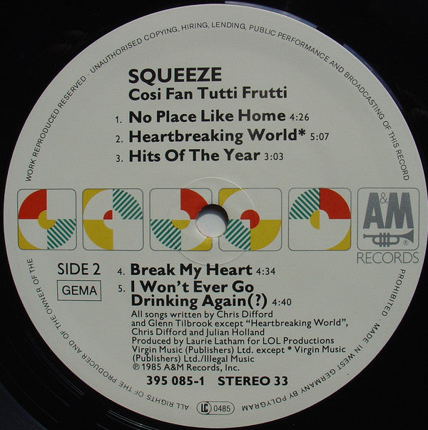 Squeeze (2) : Cosi Fan Tutti Frutti (LP, Album)