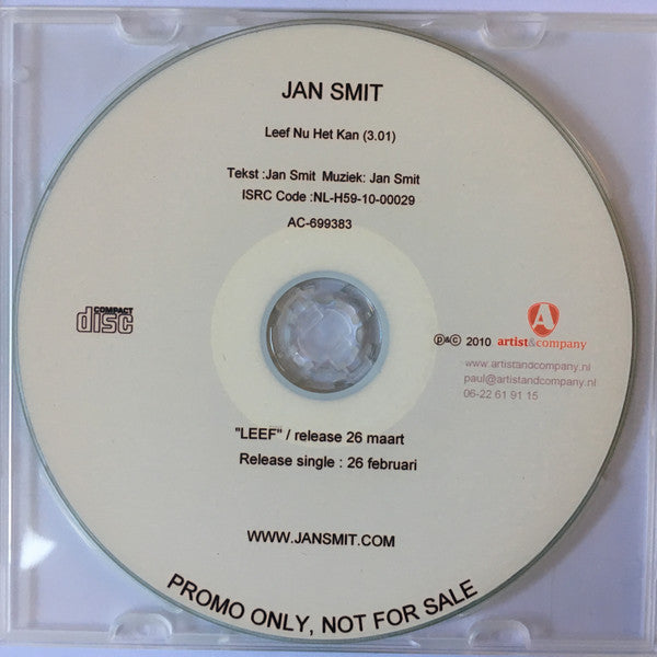 Jan Smit : Leef Nu Het Kan (CDr, Single, Promo)