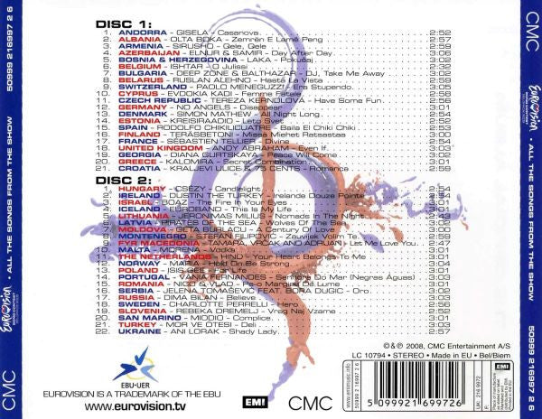 Various : Eurovision Song Contest Belgrade 2008 (2xCD, Album, Comp)