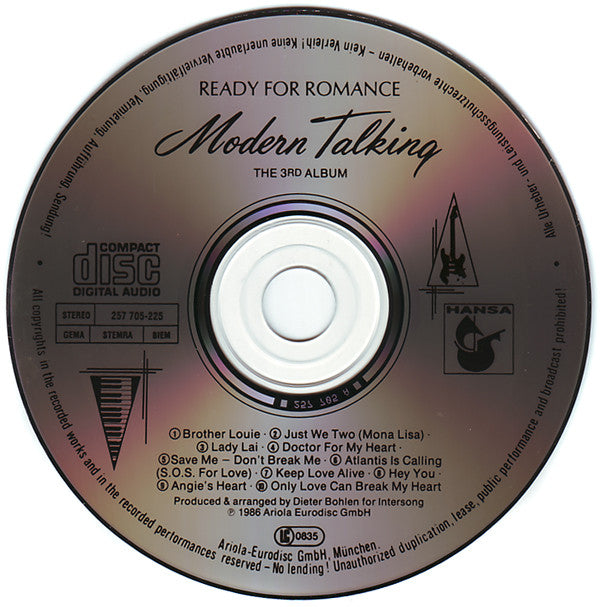 Modern Talking : Ready For Romance (The 3rd Album) (CD, Album)