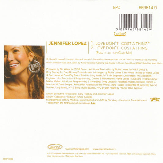 Jennifer Lopez : Love Don't Cost A Thing (CD, Single, Car)