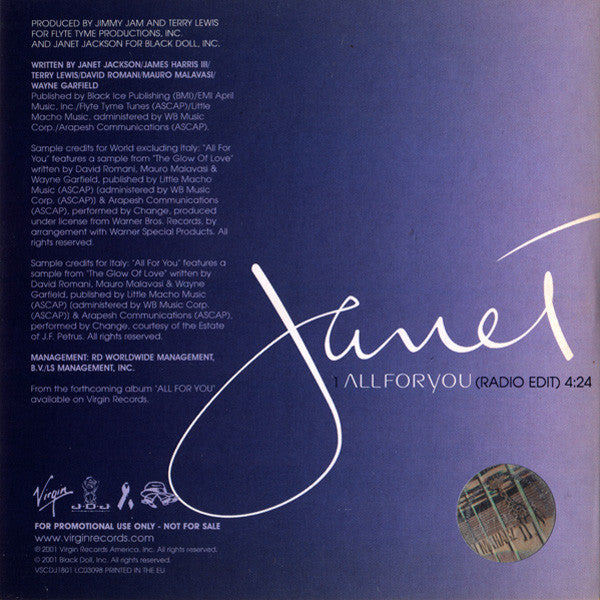 Janet Jackson : All For You (CD, Single, Promo)
