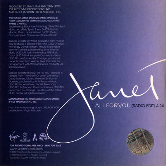 Janet Jackson : All For You (CD, Single, Promo)