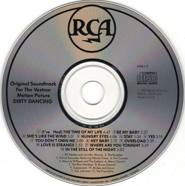 Various : Dirty Dancing (Original Soundtrack From The Vestron Motion Picture) (CD, Album, Comp, Club)