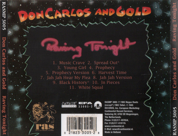 Don Carlos (2) And Gold (2) : Raving Tonight (CD, Album, Comp, RE)