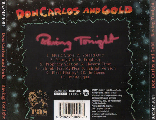 Don Carlos (2) And Gold (2) : Raving Tonight (CD, Album, Comp, RE)
