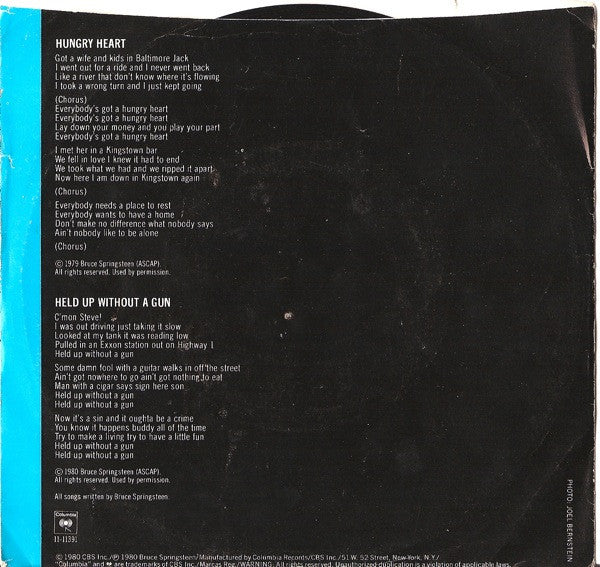 Bruce Springsteen : Hungry Heart (7", Single, Styrene)