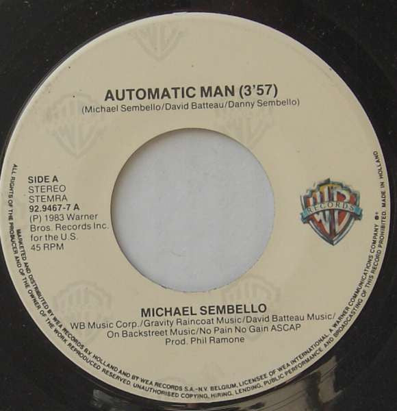 Michael Sembello : Automatic Man (7", Single)