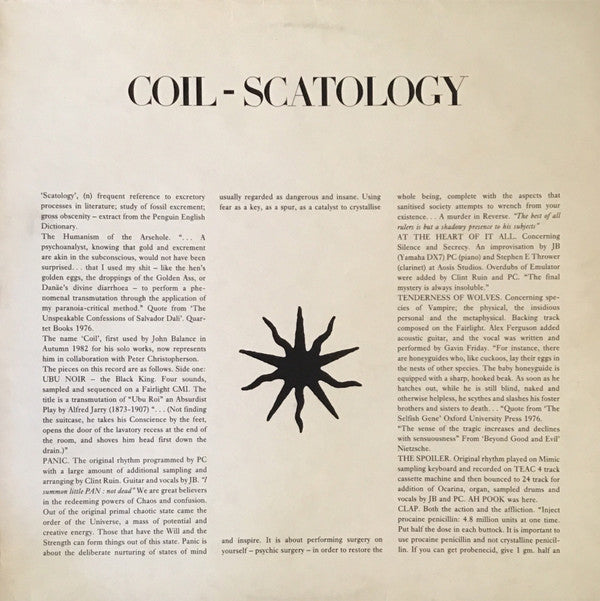 Coil : Scatology (LP, Album, RP, Sec)