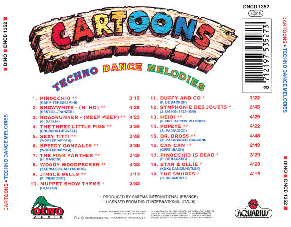 Various : Cartoons: Techno Dance Melodies (CD, Comp)