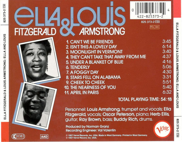 Ella Fitzgerald & Louis Armstrong : Ella And Louis (CD, Album, RE, RM)