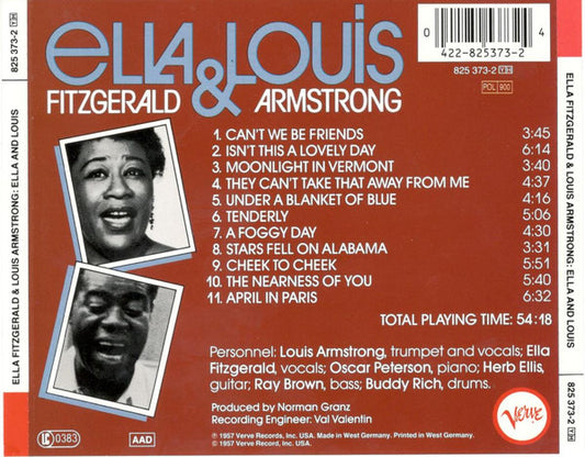Ella Fitzgerald & Louis Armstrong : Ella And Louis (CD, Album, RE, RM)