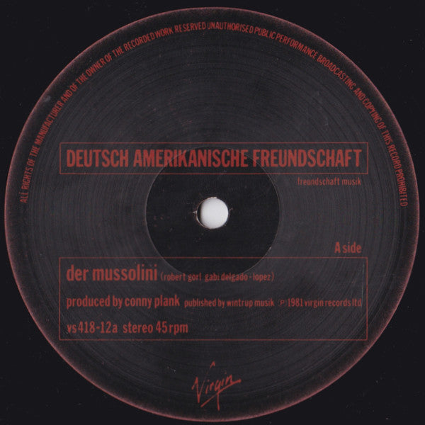 Deutsch Amerikanische Freundschaft : Der Mussolini (12", Single)