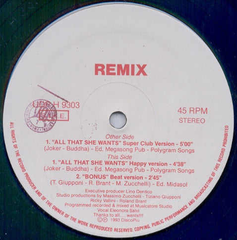 Remix : All That She Wants (12")