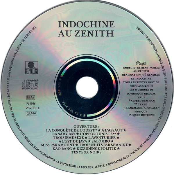 Indochine : Au Zenith (CD, Album)