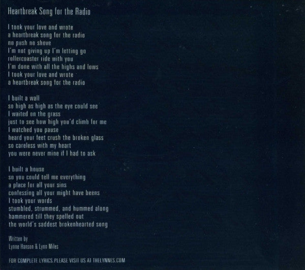 The LYNNeS : Heartbreak Song For The Radio (CD, Album)