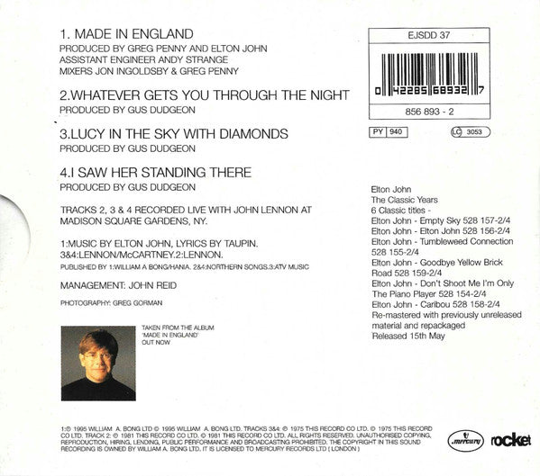Elton John : Made In England (CD, Single, Ltd, Dig)