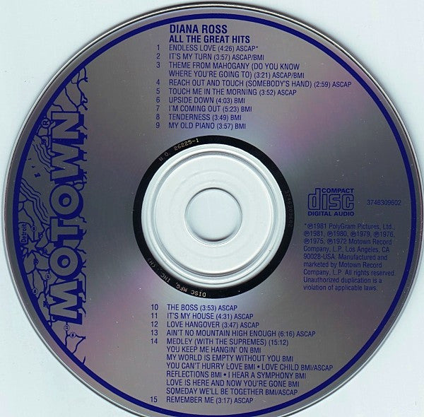 Diana Ross : All The Great Hits (CD, Comp, RE)