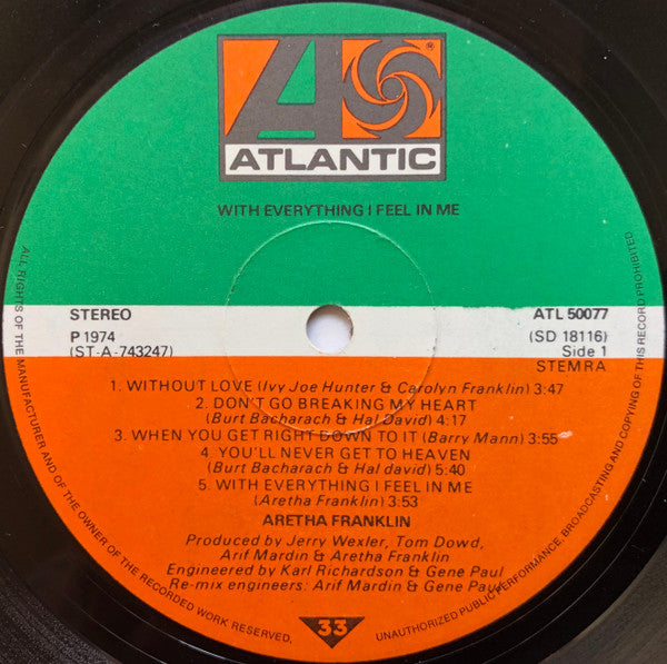 Aretha Franklin : With Everything I Feel In Me (LP, Album)