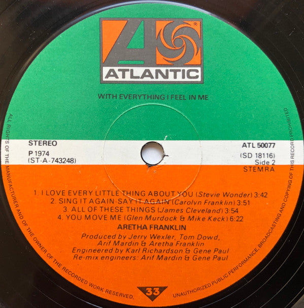 Aretha Franklin : With Everything I Feel In Me (LP, Album)
