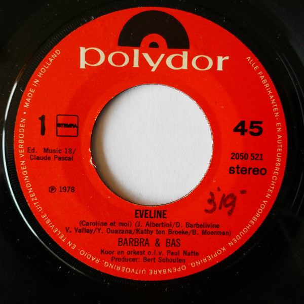 Barbra & Bas : Eveline / De Tango Uit Grootmoeders Tijd (7", Single)
