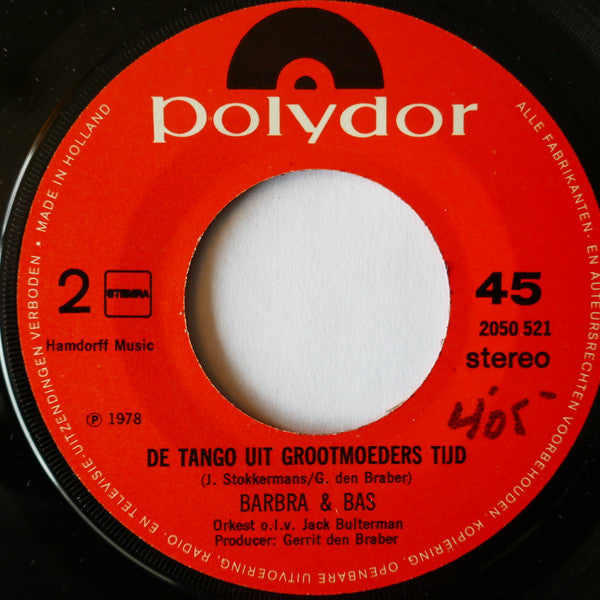 Barbra & Bas : Eveline / De Tango Uit Grootmoeders Tijd (7", Single)