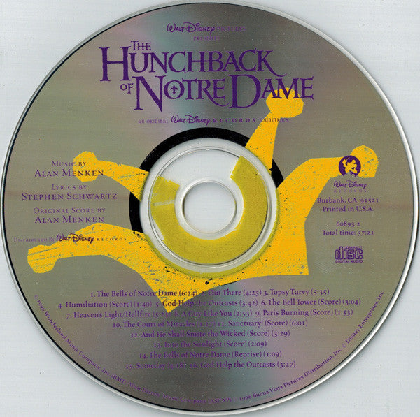 Alan Menken, Stephen Schwartz : The Hunchback Of Notre Dame (An Original Walt Disney Records Soundtrack) (CD, Album)