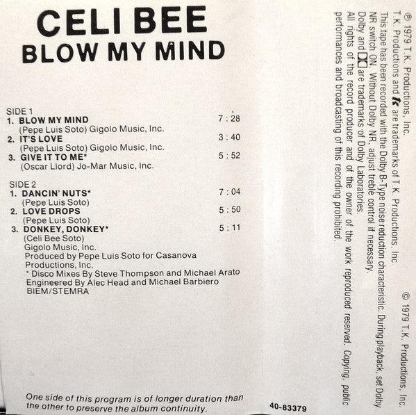 Celi Bee : Blow My Mind (Cass, Album)