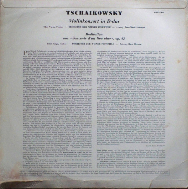 Pyotr Ilyich Tchaikovsky, Wiener Festspielorchester, Tibor Varga, Jean-Marie Auberson, Boris Mersson : Violinkonzert (LP, Album)