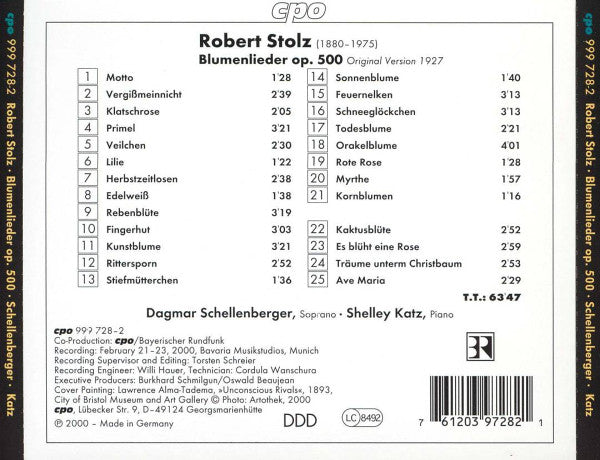 Robert Stolz - Dagmar Schellenberger, Shelley Katz : Blumenlieder (CD, Album)